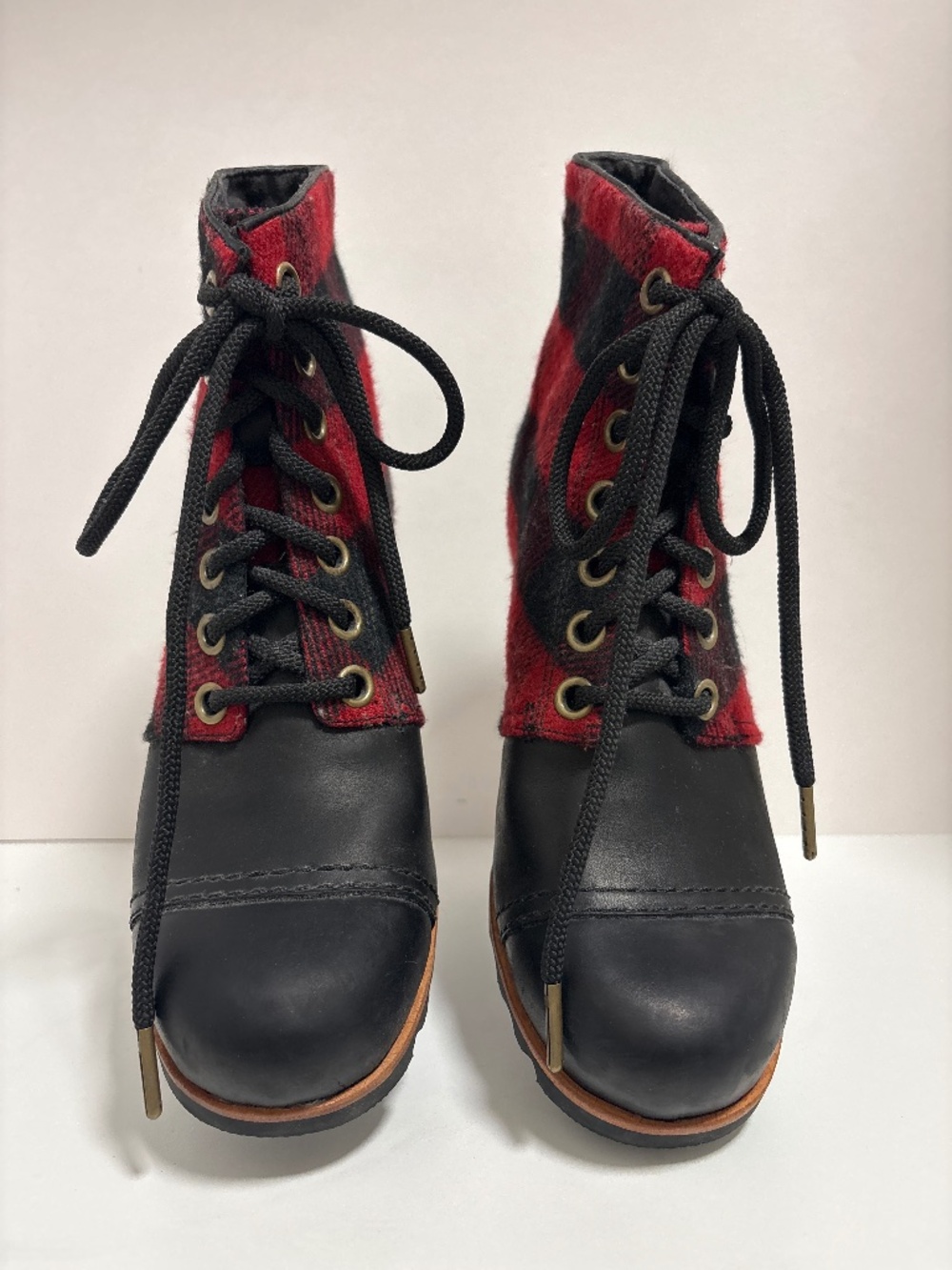 Women’s Sorely PDX Buffalo Plaid Wedge Ankle Booties